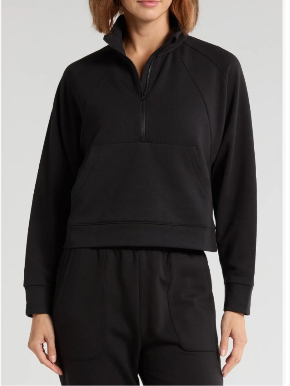 Zella Black Quarter-Zip Pullover Sweater